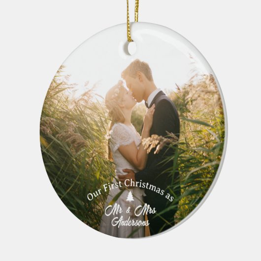 当社の初めてのクリスマス結婚したスエレガントクリプト写真 セラミックオーナメント (左)