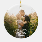 当社の初めてのクリスマス結婚したスエレガントクリプト写真 セラミックオーナメント (裏面)