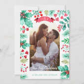 当社の初めてのクリスマス結婚したフォトウォーターカラー シーズンカード (正面)