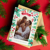 当社の初めてのクリスマス結婚したフォトウォーターカラー シーズンカード