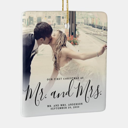 当社の初めてのクリスマス結婚したフォトスエレガントクリプト セラミックオーナメント (右)