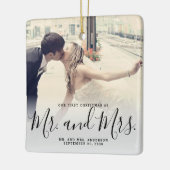当社の初めてのクリスマス結婚したフォトスエレガントクリプト セラミックオーナメント (左)
