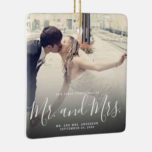 当社の初めてのクリスマス結婚したフォトスエレガントクリプト セラミックオーナメント (右)