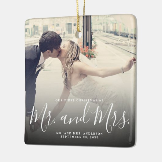当社の初めてのクリスマス結婚したフォトスエレガントクリプト セラミックオーナメント (左)