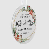 当社の初めてのクリスマス結婚した幾何学的フローラ写真 オーナメント (正面)