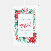 当社の初めてのクリスマス結婚した水彩オーナメント メタルオーナメント (正面左)