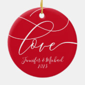 当社の初めてのクリスマス結婚した記念日1年 セラミックオーナメント (裏面)