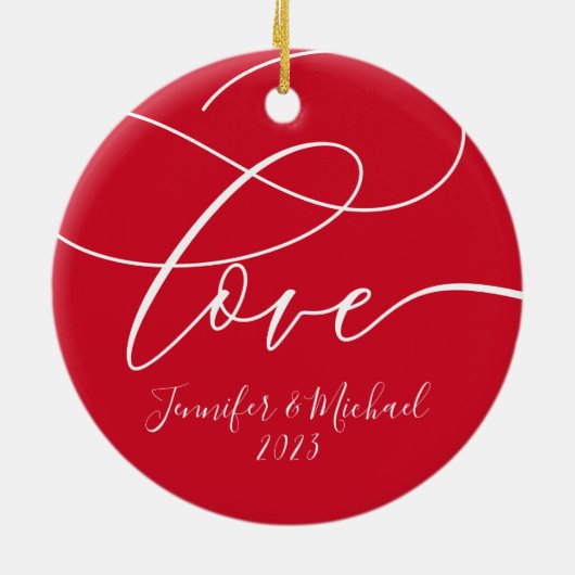 当社の初めてのクリスマス結婚した記念日1年 セラミックオーナメント (裏面)