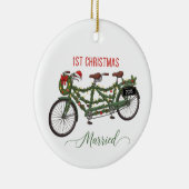 当社の初めてのクリスマス結婚した2025 | かわいいタンデム セラミックオーナメント (右)
