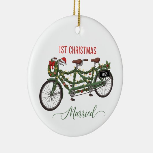 当社の初めてのクリスマス結婚した2025 | かわいいタンデム セラミックオーナメント (右)