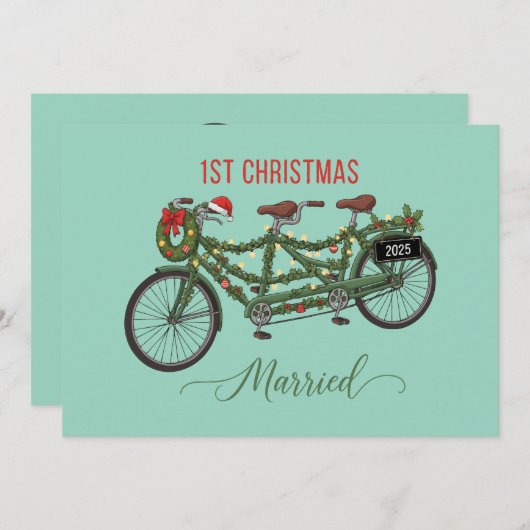 当社の初めてのクリスマス結婚した2025 | かわいいタンデム 招待状 (正面/裏面)