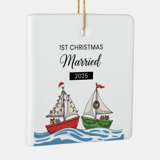 当社の初めてのクリスマス結婚した2025 | 可愛航海のい セラミックオーナメント (右)