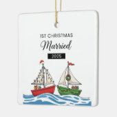 当社の初めてのクリスマス結婚した2025 | 可愛航海のい セラミックオーナメント (左)