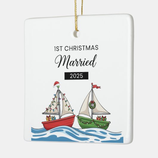 当社の初めてのクリスマス結婚した2025 | 可愛航海のい セラミックオーナメント (左)
