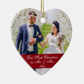 当社の初めてのクリスマス結婚のオーナメントハートRB セラミックオーナメント (右)