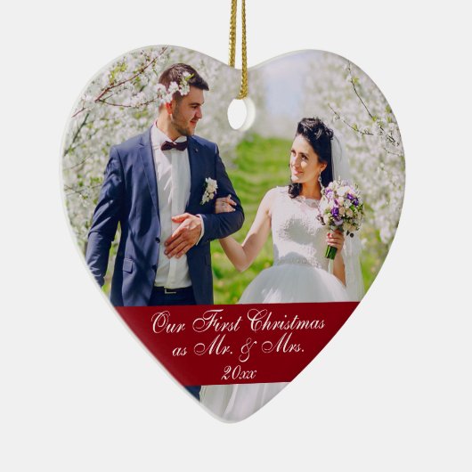 当社の初めてのクリスマス結婚のオーナメントハートRB セラミックオーナメント (右)