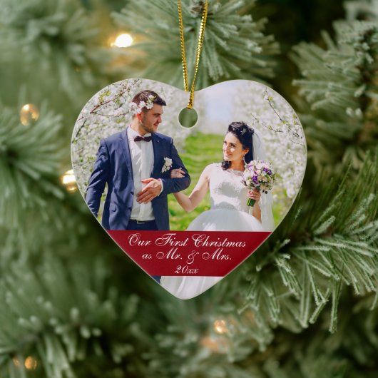 当社の初めてのクリスマス結婚のオーナメントハートRB セラミックオーナメント (ツリー)