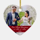 当社の初めてのクリスマス結婚のオーナメントハートRB セラミックオーナメント (正面)