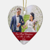 当社の初めてのクリスマス結婚のオーナメントハートRB セラミックオーナメント (左)