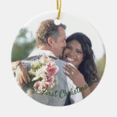 当社の初めてのクリスマス結婚の写真オーナメント セラミックオーナメント (正面)
