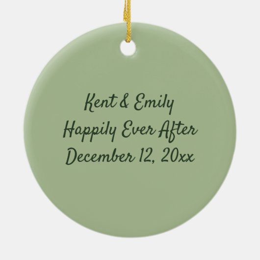 当社の初めてのクリスマス結婚の写真オーナメント セラミックオーナメント (裏面)