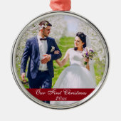 当社の初めてのクリスマス結婚ズのプレミアムオーナメント メタルオーナメント (正面)