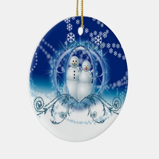 当社の初めてのクリスマス雪だるまオーナメント セラミックオーナメント (右)