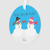 当社の初めてのクリスマス雪だるま2021顔マスク オーナメント (正面)