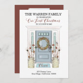 当社の初めてのクリスマス – 新築 – ドアの写真を移動 案内状 (正面/裏面)