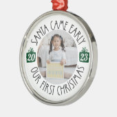 当社の初めてのクリスマス「Santa 来 Early」の採用 メタルオーナメント (左)