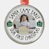 当社の初めてのクリスマス「Santa 来 Early」の採用 メタルオーナメント (正面)