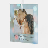 当社の初めてのクリスマスDIY名Date Photo BlackText ガラスオーナメント (正面左)