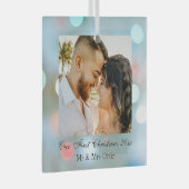 当社の初めてのクリスマスDIY名Date Photo BlackText ガラスオーナメント (正面右)