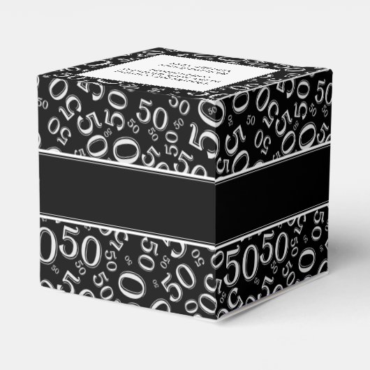 当社の文字: 50誕生日乱数ブラック/ホワイト フェイバーボックス (裏面サイド)