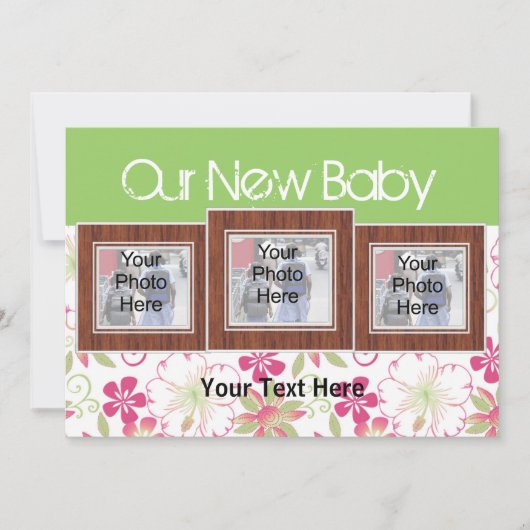 当社の新生児、カスタム写真誕生発表証 案内状 (正面)