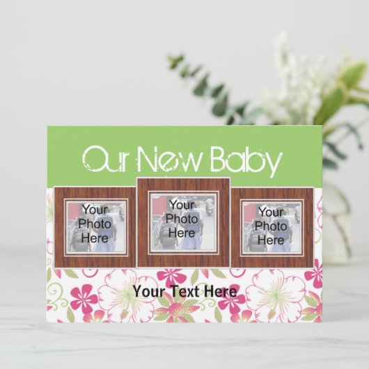当社の新生児、カスタム写真誕生発表証 案内状 (スタンド正面)