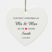 当社の結婚した初めてのクリスマスの氏名日付 セラミックオーナメント (裏面)