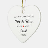 当社の結婚した初めてのクリスマスの氏名日付 セラミックオーナメント (左)