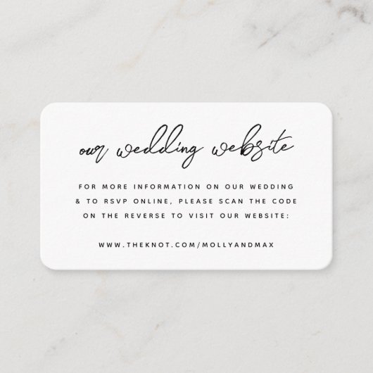 当社の結婚ウェブサイト | QRコードシンプル写真RSVP エンクロージャーカード (正面)