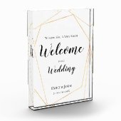 当社の結婚文字/金ゴールド幾何記号へようこそ フォトブロック (左)