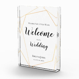 当社の結婚文字/金ゴールド幾何記号へようこそ フォトブロック