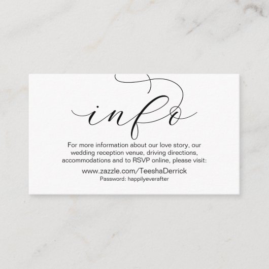 当社の結婚詳細とウェブサイモダント エンクロージャーカード (正面)