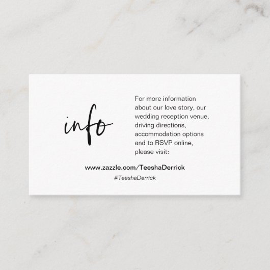 当社の結婚詳細、Webサイト、RSVP、エンクロージャカード エンクロージャーカード (正面)