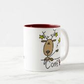 彗星のトナカイのクリスマスのTシャツおよびギフト ツートーンマグカップ (正面右)