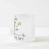 彗星のトナカイのクリスマスのTシャツおよびギフト フロストグラスマグカップ (正面左)