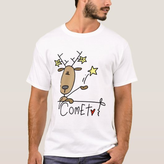 彗星のトナカイのTシャツおよびギフト Tシャツ (正面)