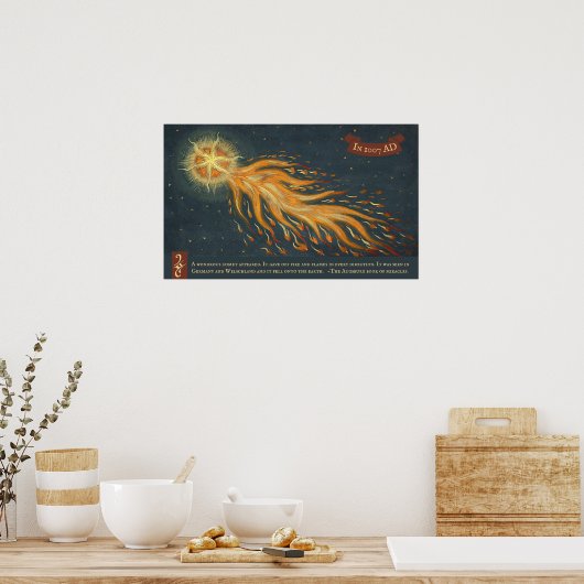 彗星アウグスブルク奇跡の本1552宇宙天文学 ポスター (キッチン)