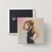 形づく美しいのヴィンテージの一見の磁石の正方形を浸します 缶バッジ (正面&裏面)