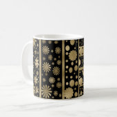 形と花が黒と金ゴールドに絡む コーヒーマグカップ (正面左)