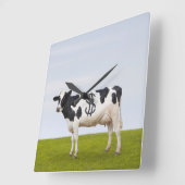 形の斑点のあるホルスタイン乳牛 スクエア壁時計 (傾斜)